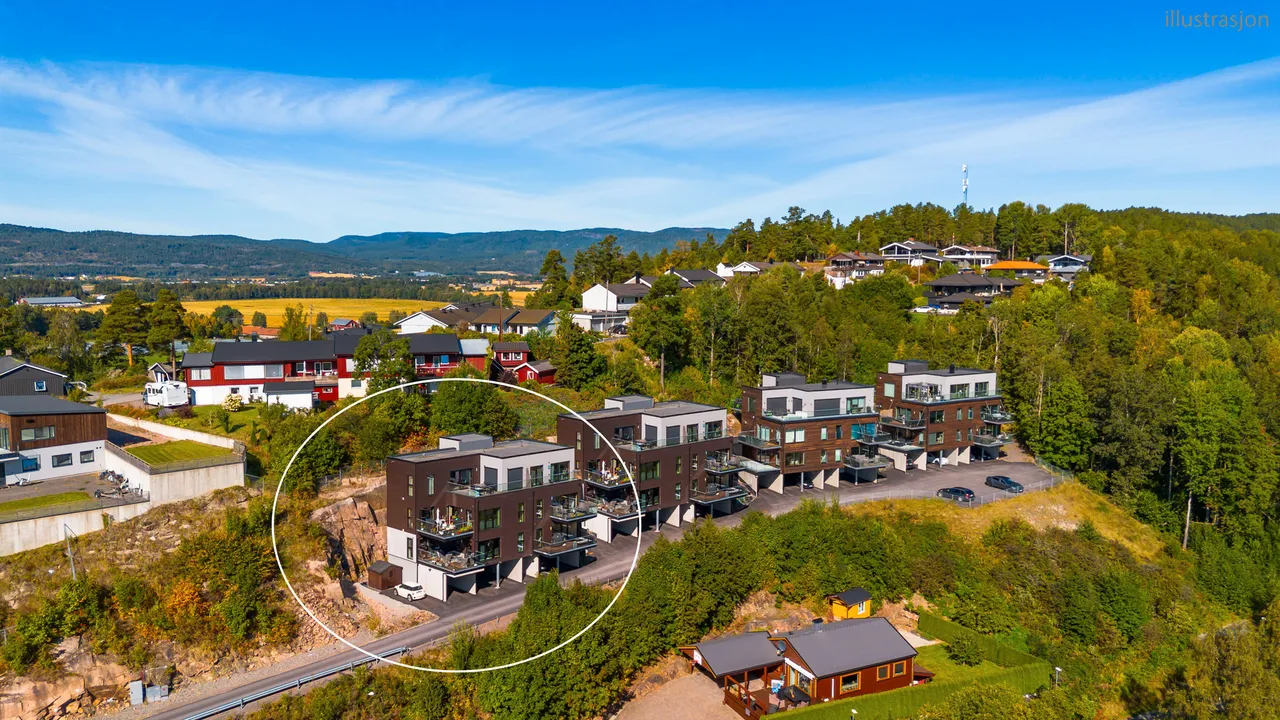 Stor og solrik terrasse på Leilighet Type B